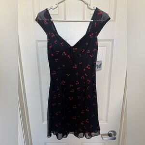 Black Dress with Cherry Print
